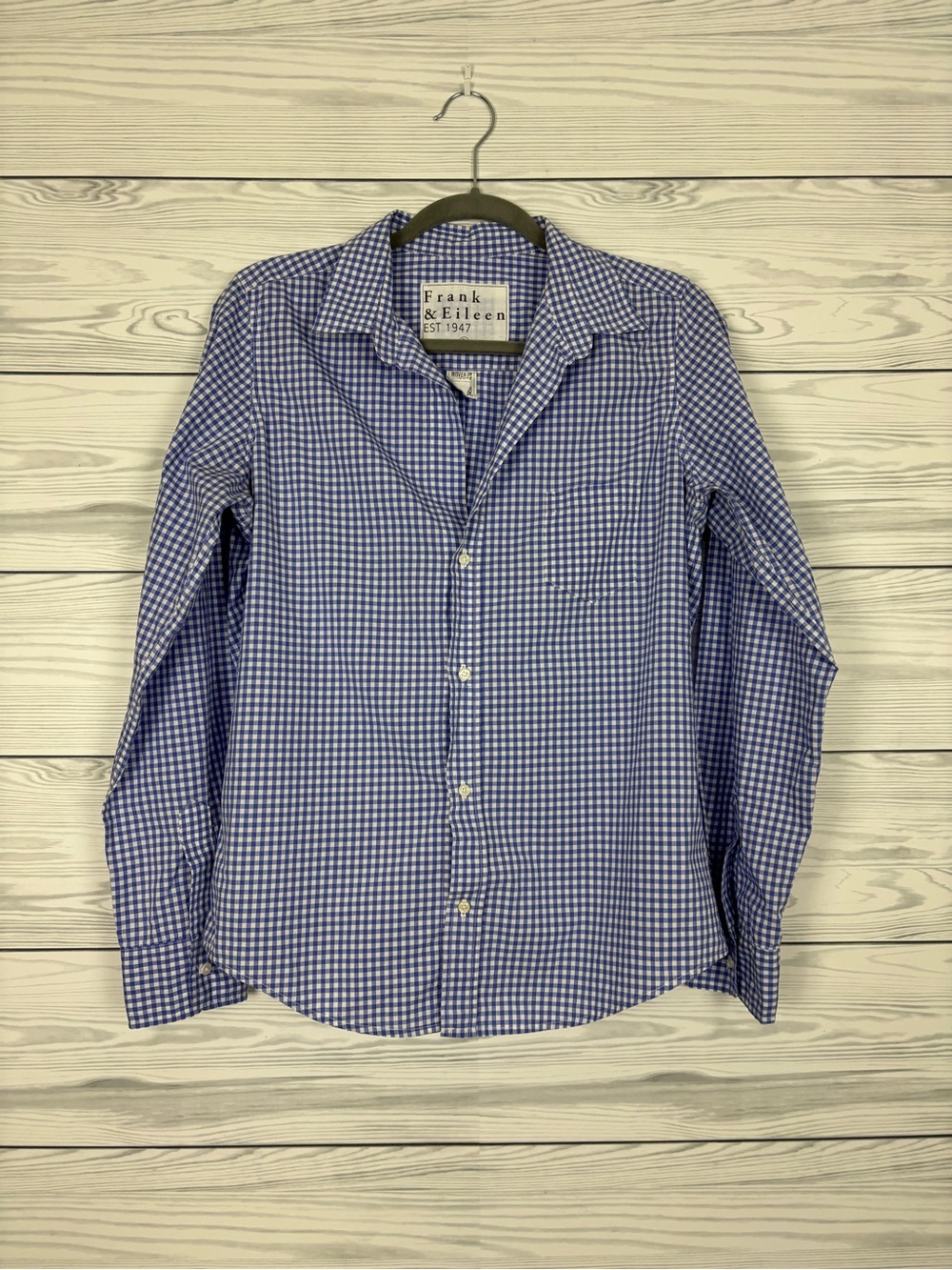 Frank & Eileen blue gingham Barry button down shirt top size large - Picture 2 of 11